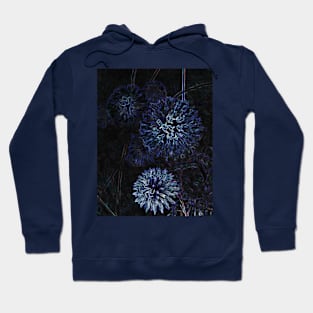 Abstract Blue Floral Design Hoodie